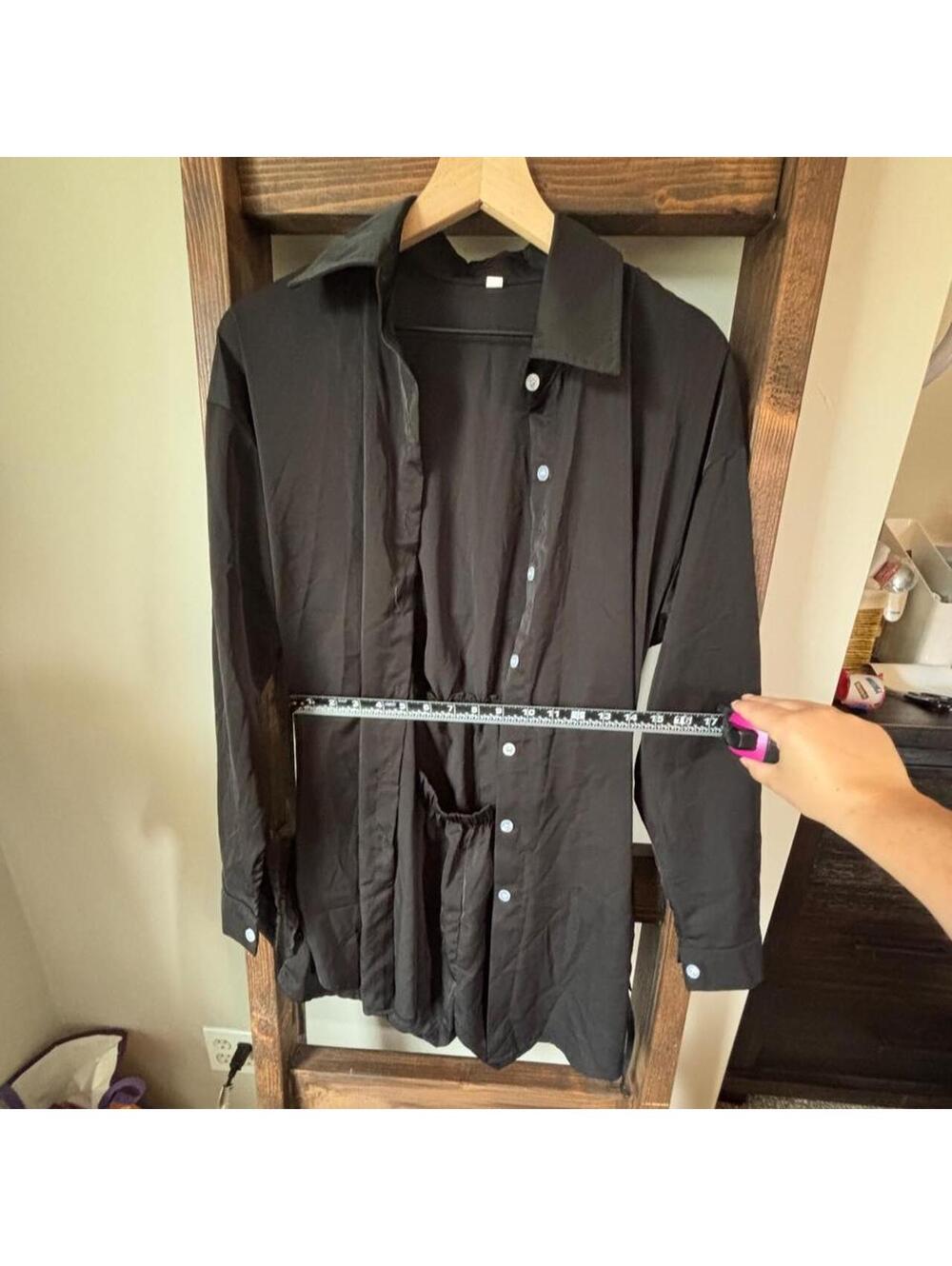 Black Button-Up Romper - Picture 2 of 5